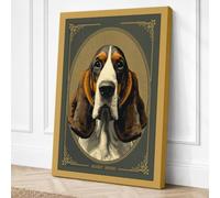 Noble Basset Hound Vintage Canvas Wall Art Print 18x12 Inch