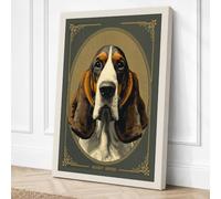Noble Basset Hound Vintage Canvas Wall Art Print 24x16 Inch