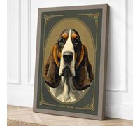 Noble Basset Hound Vintage Canvas Wall Art Print 24x16 Inch