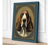 Noble Basset Hound Vintage Canvas Wall Art Print 30x20 Inch