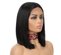 NOBLE Bob Wigs for Women - Short Straight HD Lace Front Bob Wigs for Daily Party Use (12 Inch, Black Color)