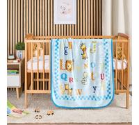 Noble & Brite Childrens Blanket, Soft Kids, Baby Blanket, Fleece Blanket for Toddler, Kids beds, Nursery Pram, Cot, Animal Alphabet, ABC Blanket