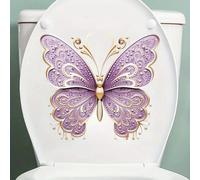 Noble Butterfly Toilet Cover Sticker Decals,Flower Leaf Bird Waterproof Toilet Lid Tank Seat Decals Cistern Self-Adhesive Bathroom Wall Sticker