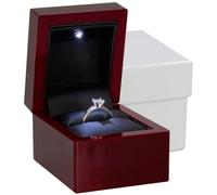 Noble Cherry Ring Box with Light - Unique LED Engagement Ring Box for Proposal Ring or Special Occasions (Mahogany/Black Insert)