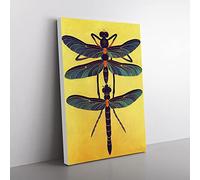 Noble Dragonflies Canvas Wall Art Print Ready to Hang, Framed Picture for Living Room Bedroom Home Office Décor, 60x40 cm (24x16 Inch)