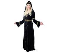 Noble Expensive Women's Costume Black Long Dress Elf Fairytale Medieval K50