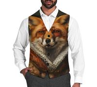 Noble Foxes with A Crown Waistcoats for Men V-Neck Suit Vests Slim Fit Business Dress Vest for Wedding Party L