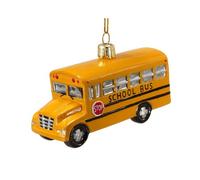 Noble Gems School Bus Ornament, Glass, Yellow, 4-Inch