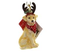 Noble Gems Yellow Labrador Retriever with Antlers Glass Ornament