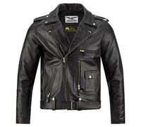 Noble House J-24 Buco Men's Biker Horse Leather Jacket with Studs in Black, black, L