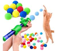 Noble Hydric Cat Toy Launchers & 10 Cat Pom-Poms Balls Cat Puff Ball Toys Cat Balls Toys Ball Launcher Cat Toy Cat Toys Pom Cat Toys Balls Launcher Launch Ball Interactive Toy Silent Plush Ball