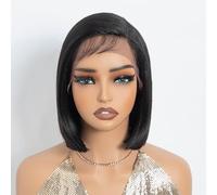NOBLE Lace Front Bob Wigs Side Part Straight Bob Wig Dark Brown Short Wig 10 Inch Side Part Black Wigs for Women Daily Wear.