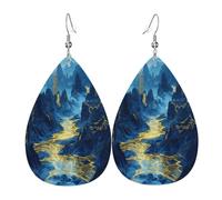 Noble mountain streams Women's Teardrop Leather Earrings - Lightweight PVC Dangle Earrings, 925 Silver Hooks, Double-Sided Prints | Hypoallergenic Gift