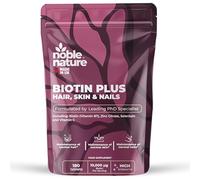 Noble Nature Biotin Plus 10,000µg - 180 Tablets High Strength Hair, Skin and Nails Vitamins - PhD Formulated with Zinc, Selenium & Vitamin C - 6 Month Supply - Made in UK (180)