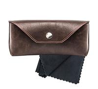 Noble Pack Large PU Leather Glasses Case Holder with Microfiber Cleaning Cloth - Premium Eye Glass Carry Case for Protection - Perfect for Eyeglasses and Sunglasses (Chocolate Brown)