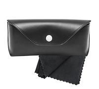 Noble Pack Large PU Leather Glasses Case Holder with Microfiber Cleaning Cloth - Premium Eye Glass Carry Case for Protection - Perfect for Eyeglasses and Sunglasses (Black)