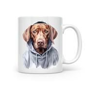Noble & Page Dogs in Hoodies Mug - 13 Unique Designs to Make You Smile - Ceramic & Bone China - Funny Gift for Dog Lovers - Made in The UK - 11oz Mug - Vizsla