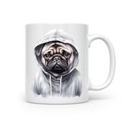 Noble & Page Dogs in Hoodies Mug - 13 Unique Designs to Make You Smile - Ceramic & Bone China - Funny Gift for Dog Lovers - Made in The UK - 11oz Mug - Pug