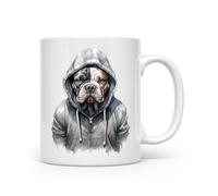 Noble & Page Dogs in Hoodies Mug - 13 Unique Designs to Make You Smile - Ceramic & Bone China - Funny Gift for Dog Lovers - Made in The UK - 11oz Mug - Bulldog