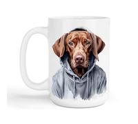 Noble & Page Dogs in Hoodies Mug - 13 Unique Designs to Make You Smile - Ceramic & Bone China - Funny Gift for Dog Lovers - Made in The UK - 15oz Mug - Vizsla