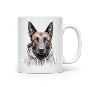 Noble & Page Dogs in Hoodies Mug - 13 Unique Designs to Make You Smile - Ceramic & Bone China - Funny Gift for Dog Lovers - Made in The UK - 11oz Mug - Belgian Malinois