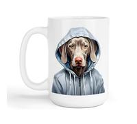 Noble & Page Dogs in Hoodies Mug - 13 Unique Designs to Make You Smile - Ceramic & Bone China - Funny Gift for Dog Lovers - Made in The UK - 15oz Mug - Weimaraner