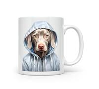 Noble & Page Dogs in Hoodies Mug - 13 Unique Designs to Make You Smile - Ceramic & Bone China - Funny Gift for Dog Lovers - Made in The UK - 11oz Mug - Weimaraner