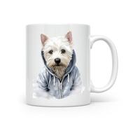 Noble & Page Dogs in Hoodies Mug - 13 Unique Designs to Make You Smile - Ceramic & Bone China - Funny Gift for Dog Lovers - Made in The UK - 11oz Mug - West Highland White Terrier