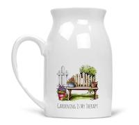 Noble & Page | Gardening is My Therapy Floral Desigs - Versatile Jug or Vase | Beautiful Hand Printed Gift