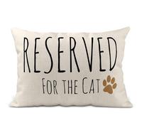 Noble & Page Reserved for the Cat Cushion cover with Paw Print Design | Hand Printed in the UK on Premium Linen-Style Pillow Cover