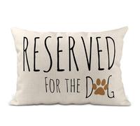 Noble & Page Reserved for the Dog Cushion cover with Paw Print Design | Hand Printed in the UK on Premium Linen-Style Pillow Cover