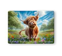 Noble & Page - Tempered Glass Cutting Board - 390x290mm Gloss Chopping Board - Mum's Kitchen - Meadow Happy Cow