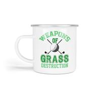 Noble & Page Weapons of Grass Destruction Enamel Golf Mug - Lightweight 12oz Camping Style Cup with Funny Golf Slogans - Durable & Portable - Gift for Golfers