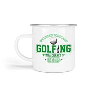 Noble & Page Weekend Forecast, Golf with a Chance of Beer Enamel Golf Mug - Lightweight 12oz Camping Style Cup with Funny Golf Slogans - Durable & Portable - Gift for Golfers
