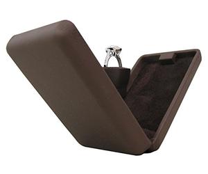 Noble Pop the Question Ring Box - Flat & Slim Engagement Ring Box for Proposal or Special Occasion with Surprise Element, One Size, Faux Leather (Brown)