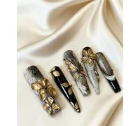 Noble, queen, black and gold style, ladies, handmade nails(L)