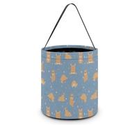 Noble Ren Cute Yoga Guinea Pig Pattern Halloween Candy Bucket Reusable Tote Bags with Handles Party Supplies Gifts