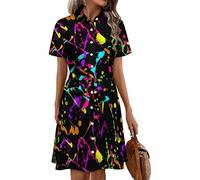 Noble Ren Glow in Dark Splatter Neon (11) Women's Long Loose A-Line Dress