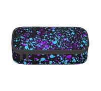Noble Ren Glow in Dark Splatter Neon Large Capacity Pencil Case with Zip Portable Pencil Box Office Stationery Supplies