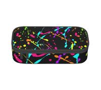 Noble Ren Glow in Dark Splatter Neon Large Capacity Pencil Case with Zip Portable Pencil Box Office Stationery Supplies