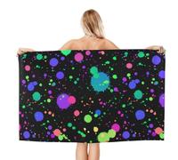 Noble Ren Glow In Dark Splatter Neon Microfiber Bath Towel Beach Towel Quick Dry Blanket For Swim Gym Yoga 52x32in