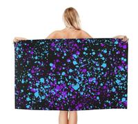 Noble Ren Glow In Dark Splatter Neon Microfiber Bath Towel Beach Towel Quick Dry Blanket For Swim Gym Yoga 52x32in