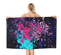 Noble Ren Glow In Dark Splatter Neon Microfiber Bath Towel Beach Towel Quick Dry Blanket For Swim Gym Yoga 52x32in