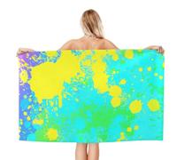 Noble Ren Glow In Dark Splatter Neon Microfiber Bath Towel Beach Towel Quick Dry Blanket For Swim Gym Yoga 52x32in