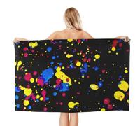 Noble Ren Glow In Dark Splatter Neon Microfiber Bath Towel Beach Towel Quick Dry Blanket For Swim Gym Yoga 52x32in