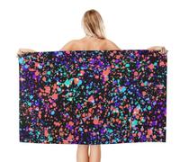 Noble Ren Glow In Dark Splatter Neon Microfiber Bath Towel Beach Towel Quick Dry Blanket For Swim Gym Yoga 52x32in