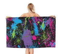 Noble Ren Glow In Dark Splatter Neon Microfiber Bath Towel Beach Towel Quick Dry Blanket For Swim Gym Yoga 52x32in
