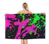 Noble Ren Glow In Dark Splatter Neon Microfiber Bath Towel Beach Towel Quick Dry Blanket For Swim Gym Yoga 52x32in