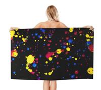 Noble Ren Glow In Dark Splatter Neon Microfiber Bath Towel Beach Towel Quick Dry Blanket For Swim Gym Yoga 52x32in