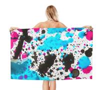 Noble Ren Glow In Dark Splatter Neon Microfiber Bath Towel Beach Towel Quick Dry Blanket For Swim Gym Yoga 52x32in